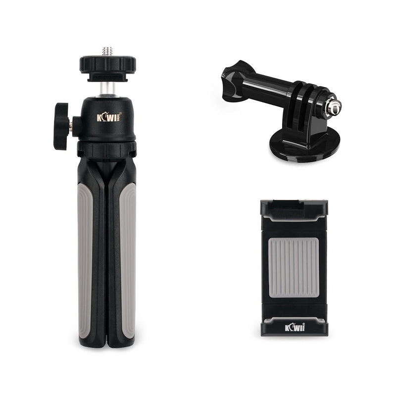  [AUSTRALIA] - KIWIFOTOS Mini Tripod Selfie Stick Tripod Stand + Smart Phone Clip + Tripod Mount Adapter for Action Cameras, for Gopro Hero 9 8 7 6 5, Sony RX100 Series Canon G7X Series Smartphone Webcam and More Mini Tripod + Phone Clip + Mount Adapter