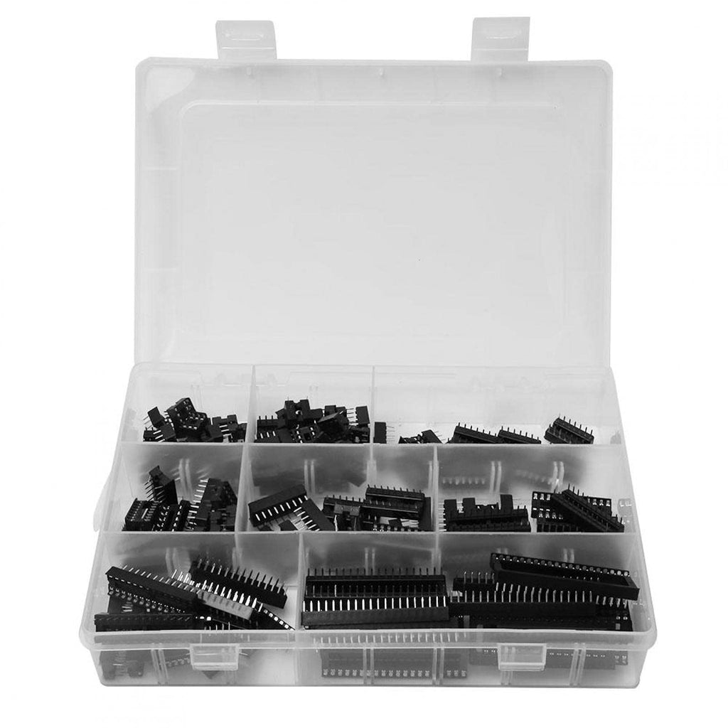  [AUSTRALIA] - Sockets Solder 122 Pcs IC Socket Adapter Electronic Component Connector Pitch Double Row Assortment Kit for Experiments and DIY Projects DIP-8 6 14 16 18 24 28 40Pins 2.54mm
