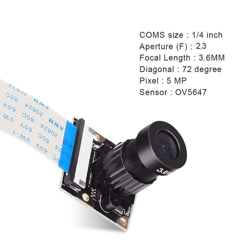  [AUSTRALIA] - Dorhea for Raspberry Pi 4 B 3 B+ Camera Module for Raspberry Pi 3 b+ Webcam Camera 5MP 1080p OV5647 HD Video Webcam Compatible with Raspberry Pi 2 Raspberry-pi 3 Model B Model B+ no LED