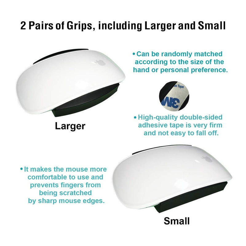 Fironst Magic Grips Compatible with Apple Magic Mouse 1 & 2, Silicone Cushion Grips Case Cover for Widens Mouse, Gives You Better Control (2 Pairs, Black ) - LeoForward Australia