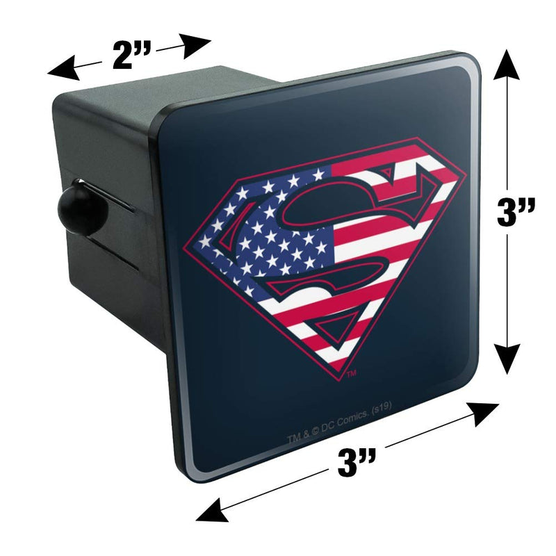  [AUSTRALIA] - Graphics and More Superman USA American Flag Shield Logo Tow Trailer Hitch Cover Plug Insert 2 Inch Receivers
