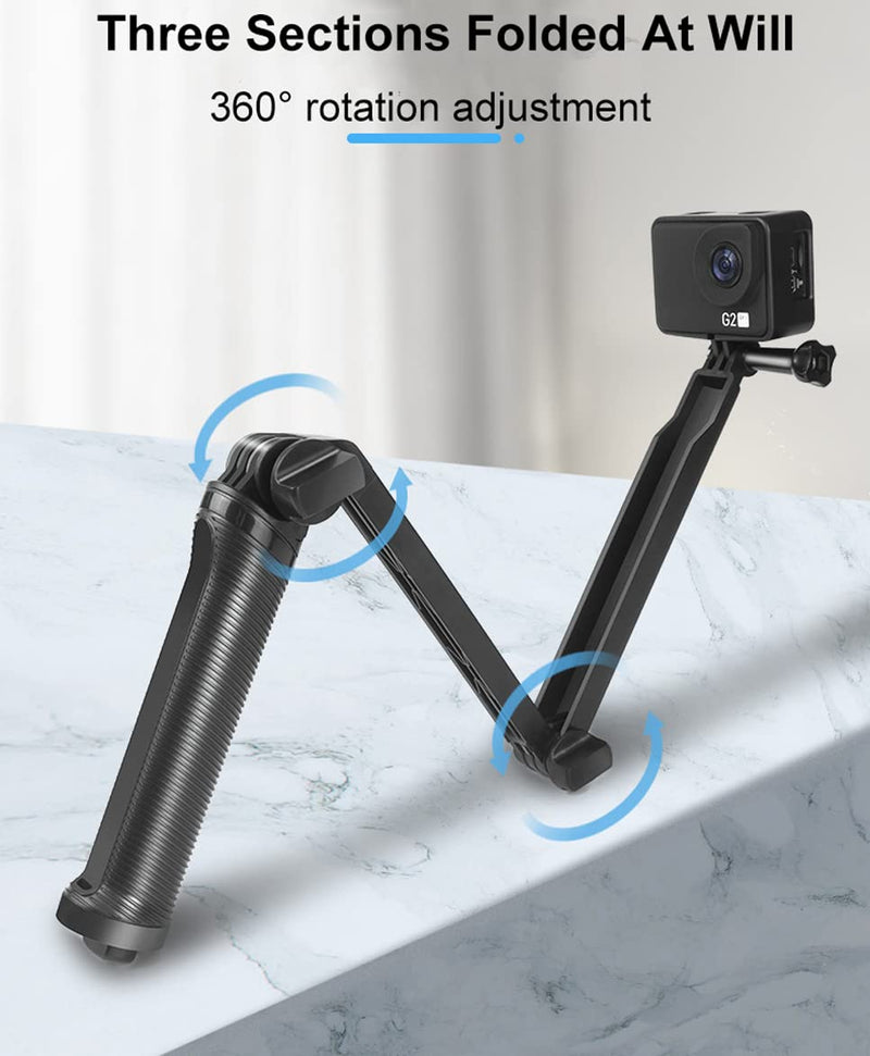  [AUSTRALIA] - ALILUSSO Selfie Stick for Gopro,Foldable Pole 3-Way Ajustable Selfie Stick,Extension Hand Grip Compatible with GoPro MAX/Hero 10/9/8/7/6/5/4/3+/3/Hero(2018) ,DJI OSMO Action 2
