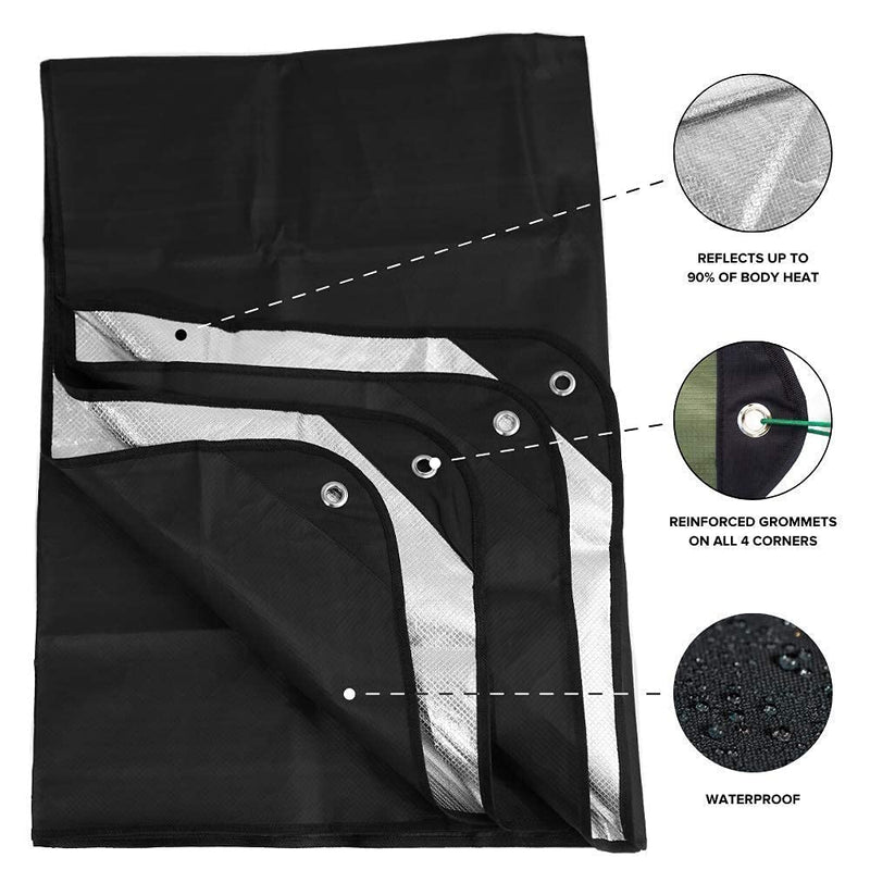  [AUSTRALIA] - Arcturus Heavy Duty Survival Blanket with Arcturus Lightweight Ripstop Nylon Poncho (Black)