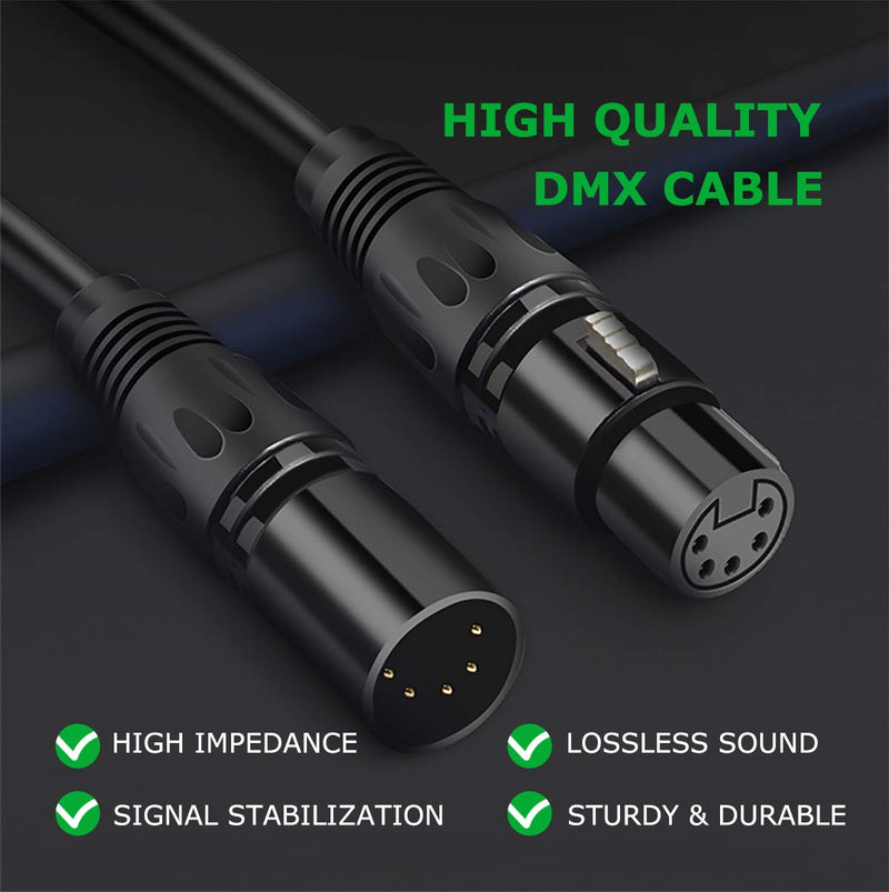  [AUSTRALIA] - HOSONGIN 5 PIN XLR DMX Cable Adapter 25 Feet, DMX512 5PIN XLR Male to Female 5-PIN DMX Cable