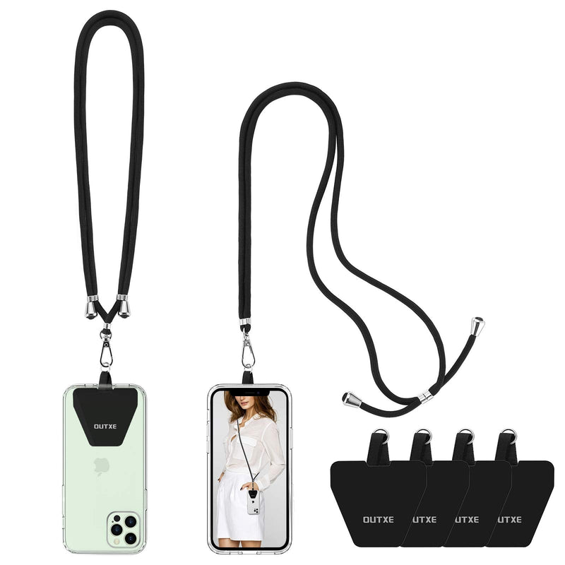  [AUSTRALIA] - OUTXE Phone Lanyard 2 Packs - 2× Adjustable Neck Strap, 4× Phone Patches- Grey, 4× Beaded Phone Lanyard Wrist Strap