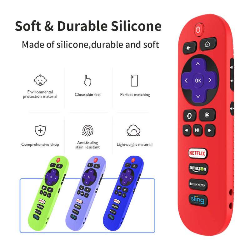  [AUSTRALIA] - [4 Pack] Silicone Case for TCL Roku TV RC280 Remote, Protective Universal Replacement Lightweight/Shockproof TCL Roku TV Remote Cover with Lanyard (Glow Blue+Glow Green+Red+Blue)