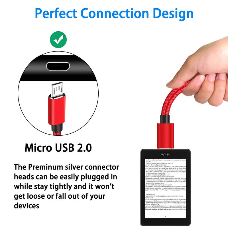  [AUSTRALIA] - 6FT Micro USB Cable for Fire HD 10,HD 8 Tablet,Samsung,HTC,LG,Sony,Moto Phone,Mini Stick Speaker,PS4 Charging Cord X-box One Controller,Galaxy S7 Tab A E.Fast Android Charger for Kindle Oasis e-Reader red