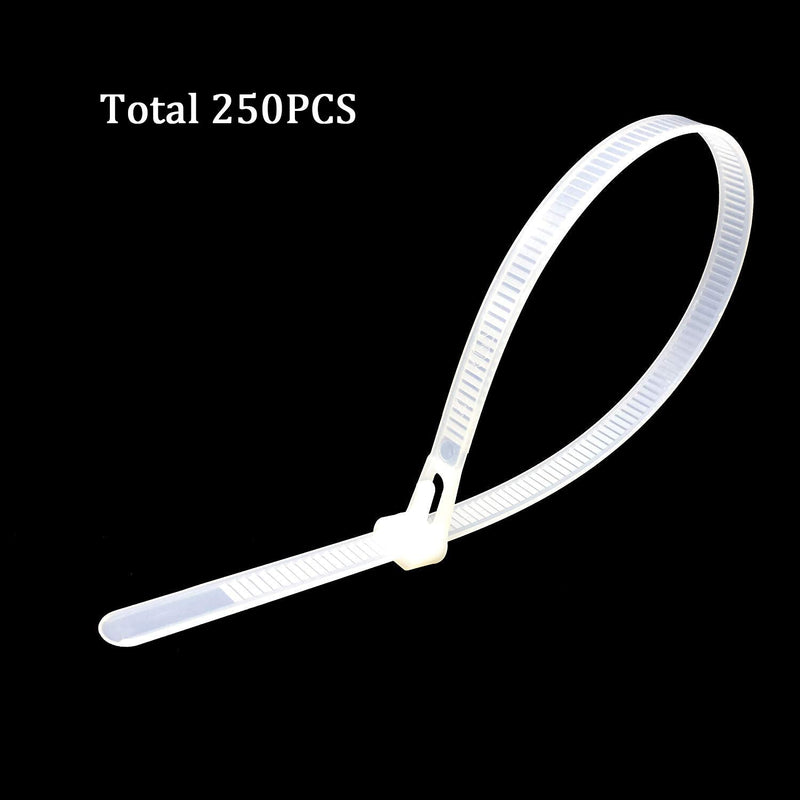  [AUSTRALIA] - 1000Pcs Nylon Cable Zip Ties Self-locking 6 Inch White 6 in Clear