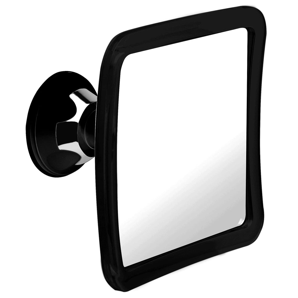  [AUSTRALIA] - Mirrorvana Fogless Shower Mirror for Shaving with Lock Suction-Cup, 6.3 x 6.3 Inch (1X Magnification (Black)) 1X Magnification (Black)