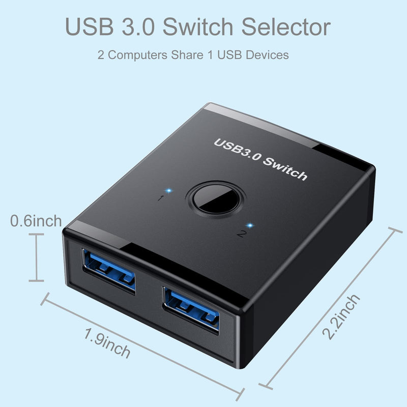  [AUSTRALIA] - USB 3.0 Switch Selector, 2 in 1 Out USB Switcher for 2 Computers Share 1 USB Devices, Mouse, Keyboard, Scanner, Printer