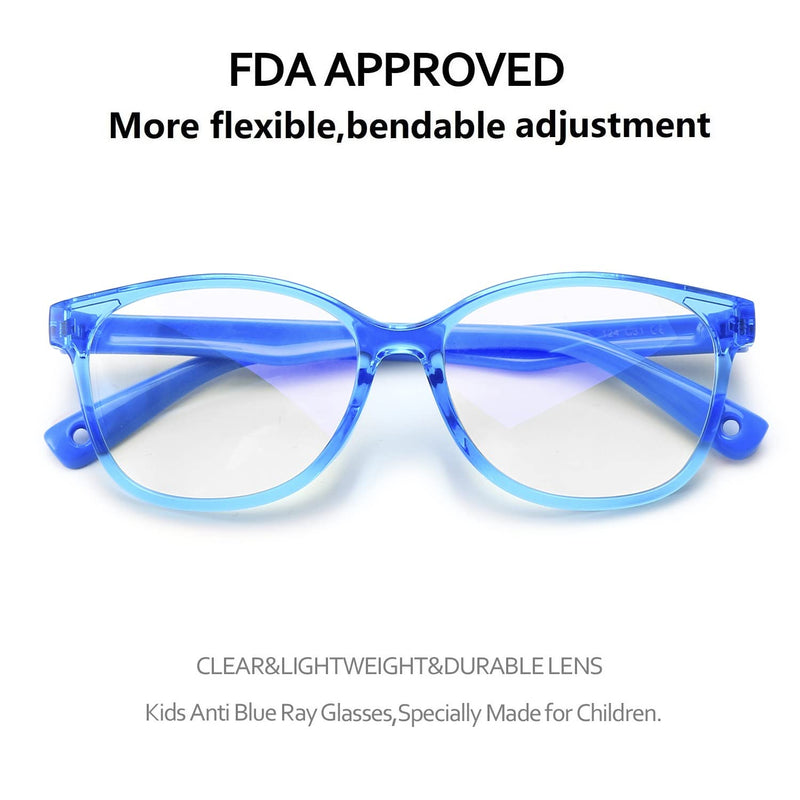  [AUSTRALIA] - Blue Light Glasses for Kids Girls Boys with Cute Car Case, UV400 Protection, Anti Blue Ray Age3-12 Computer Game Glasses Transparent Blue
