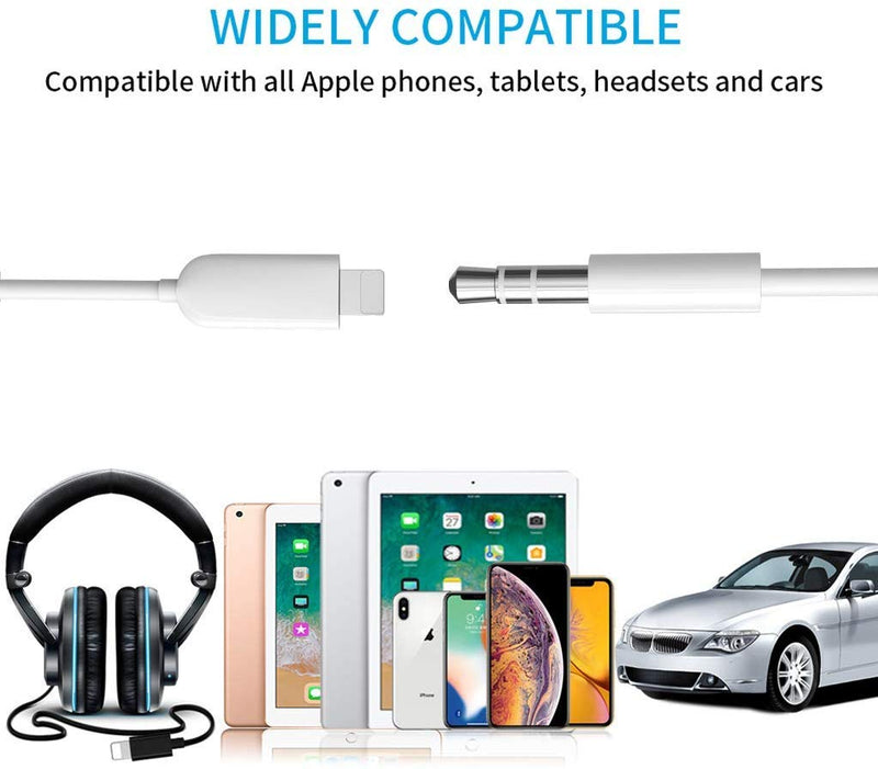  [AUSTRALIA] - Aux Cord for Phone 12 Por/12/X/XS/11/11 Pro/11 Pro Max/8/8Plus/7/7Plus Aux Cable for Car 3.5mm Aux Cable Premium Auxiliary Audio to Car Stereo/Speaker/Headphone Adapter Support All iOS System White