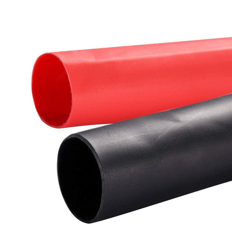  [AUSTRALIA] - Young4us 2 Pack 3/4'' Heat Shrink Tube 3:1 Adhesive-Lined Heat Shrinkable Tubing Black&RED 4Ft 3/4''(19.1mm,4Ft)