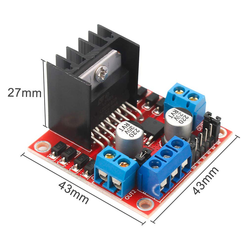  [AUSTRALIA] - KeeYees L298N Motor Drive Controller Board Stepper Motor Control Module Dual H-Bridge with DC Motor and Smart Car Wheel Compatible with Arduino