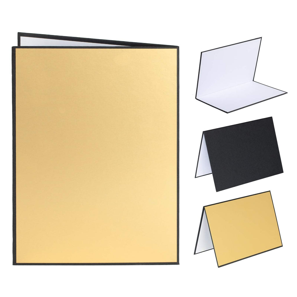  [AUSTRALIA] - TARION Photography Cardboard Folding Reflector Paper Board with Gold Silver White Colors Background Photography Backdrops A3(11.7×16.5 inches) Gold+White+Black
