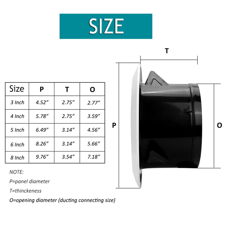  [AUSTRALIA] - 6 Inch Round Air Vent, HG Power ABS Louver Grille Cover Soffit Vent with Built-in Screen Mesh for Bathroom Office Kitchen Ventilation White 6 Inch