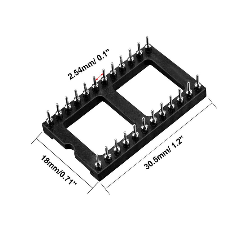  [AUSTRALIA] - uxcell 10pcs DIP IC Chip Socket Adaptor 2.54mm Pitch 15.24mm Row Pitch 2 Row 24 Round Pins Soldering