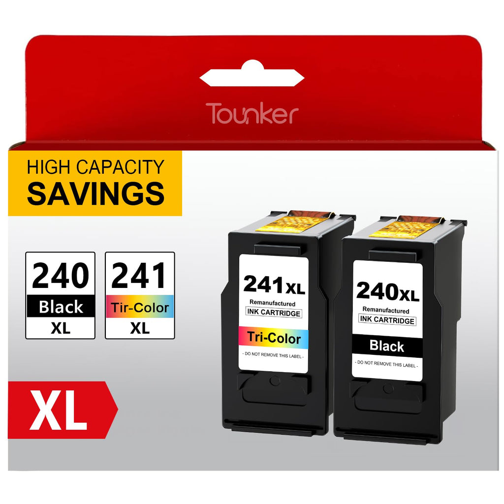  [AUSTRALIA] - Tounker PG-240XL CL-241XL Compatible Ink Cartridge Replacement for Canon 240XL 241XL Combo Pack for Ink 240 241 High Capacity for PIXMA MG3620 MG3600 TS5120 MX472 Printer (1 Black, 1 Tri-Color) 240XL 241XL for PIXMA MG3620 2 PACK