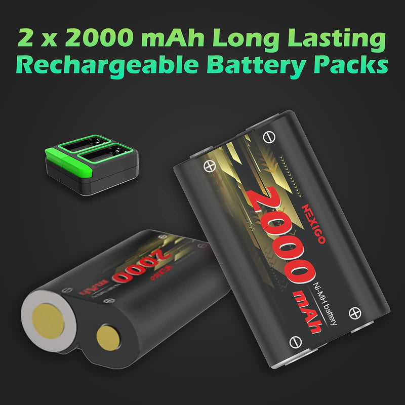  [AUSTRALIA] - NexiGo 2021 Upgraded Controller Battery Pack for Xbox/Xbox Series X|S, 2 x 2000mAh Rechargeable Battery Pack, Fast Battery Charger Station, Patented Design