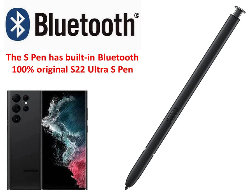  [AUSTRALIA] - S22 Ultra S Pen ( WithBluetooth ) Replacement for Samsung Galaxy S22 Ultra 5G Stylus Pen Replacement Touch Pen +Type-C Converter +Tips (Black) Black