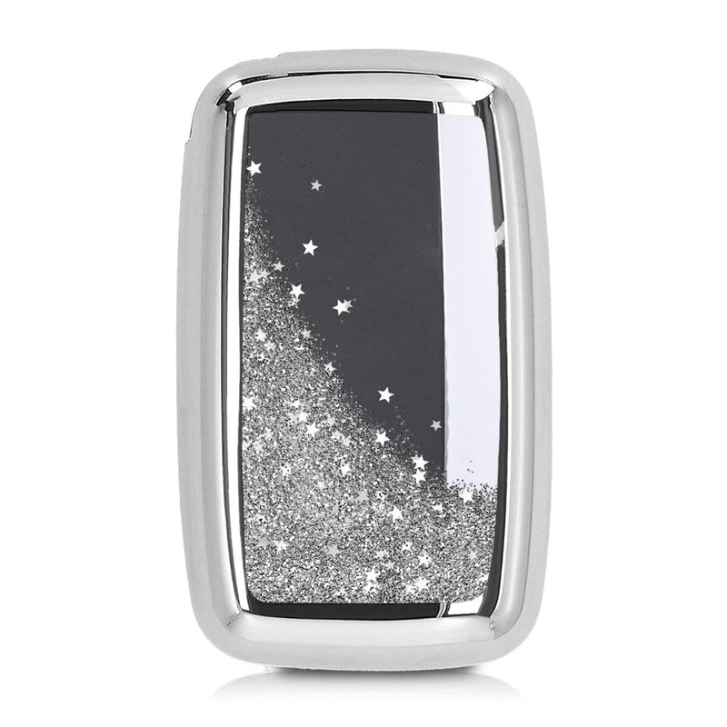  [AUSTRALIA] - kwmobile Car Key Cover for Land Rover Jaguar - Soft TPU Silicone Protective Key Fob Cover for Land Rover Jaguar 5-Button Remote Car Key - Stars Snow Globe Silver/Metallic Silver