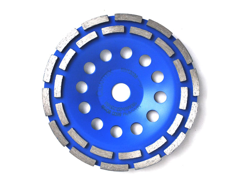  [AUSTRALIA] - QUANTEX diamond cup wheel 180mm. Diamond grinding disc double row with 22.23mm standard bore suitable for all angle grinders, concrete milling machines etc. Universal for concrete, natural stone, screed.