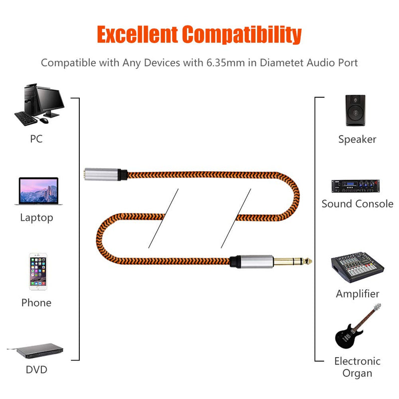 6.35 Male to Female 3.5 Headphones Adapter 10ft,LiuTian TRS 1/4 to 3.5mm Stereo Cord 6.35mm 1/4 Male to 3.5mm 1/8 Female for Amplifiers, Guitar Amp, Piano, Home Theater Devices, or Mixing Console. - LeoForward Australia