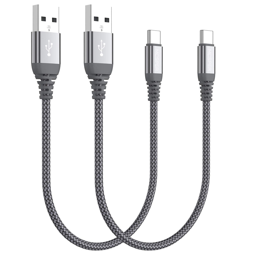  [AUSTRALIA] - Short USB C Cable(0.5ft 2-Pack),USB Type C Charger Nylon Braided Fast Charging Cord Compatible Samsung Galaxy S10+ S9 S8 Plus,Note 9 8,LG G6 G7 V35,Pixel 2 XL,Perfect Size for Power Bank (Grey) Grey