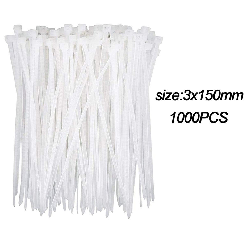  [AUSTRALIA] - 1000PCS Nylon cable tie 3 X 150MM(White)