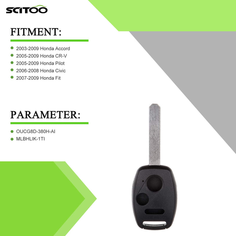  [AUSTRALIA] - SCITOO Compatible with Keyless Shell Fob, 2 New Replacement Fob Key Case Shell Replace Keyless Entry 3 Buttons fit Honda