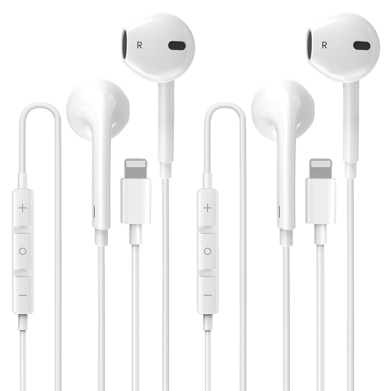  [AUSTRALIA] - 2 Pack-Apple Earbuds/iPhone Headphones/Wired Earphones/Lightning [Apple MFi Certified] Built-in Microphone & Volume Control Compatible with iPhone 14/13/12/11/8/Pro Max/X/7, Support All iOS System 2 Pack iPhone Headphones