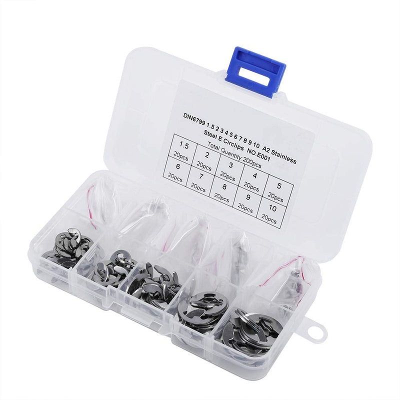  [AUSTRALIA] - 120Pcs 304 Stainless Steel E-Clip Retaining Snap Ring Circlip Kit,1.5mm-10mm