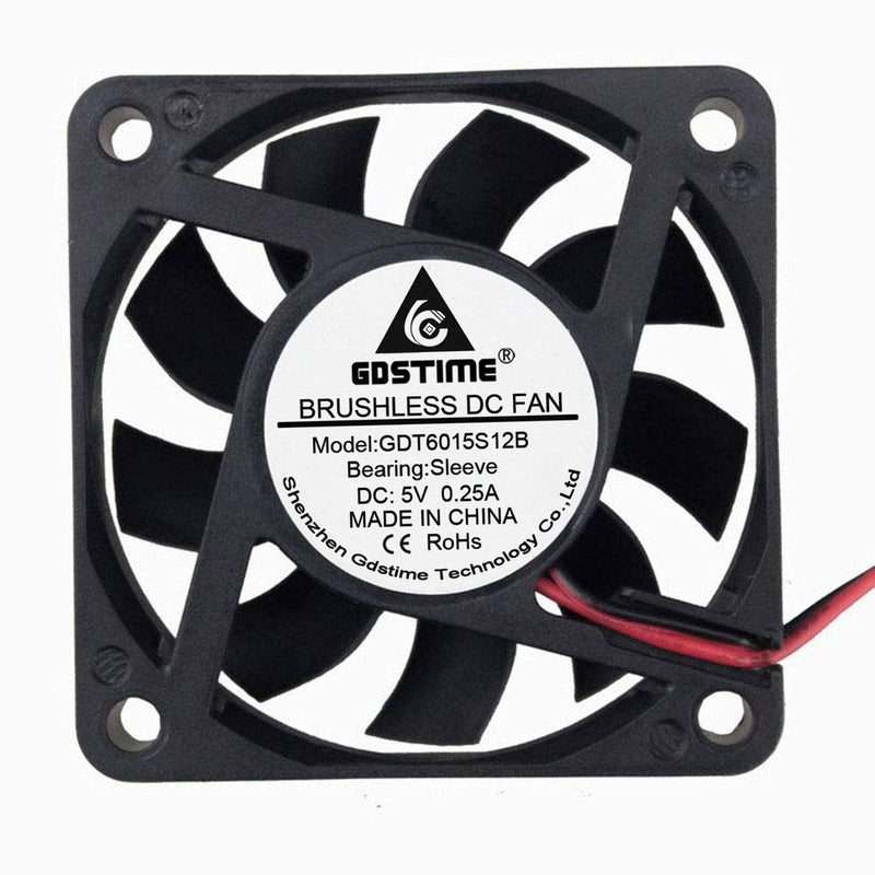  [AUSTRALIA] - GDSTIME 60mm x 60mm x 15mm 5V 2PIN DC Brushless Cooling Fan