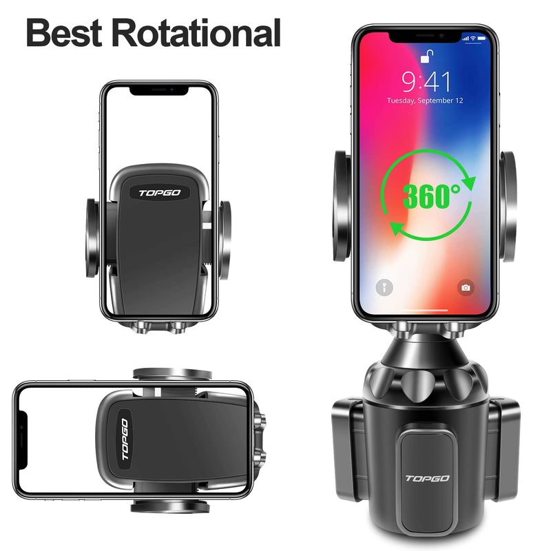  [AUSTRALIA] - TOPGO Cup Holder Phone Mount, Cup Phone Holder for Car [Secure & Stable] Cup Holder Phone Holder Cell Phone Automobile Cradle for iPhone 14, Samsung and More Smart Phone -Black Black 8 inch