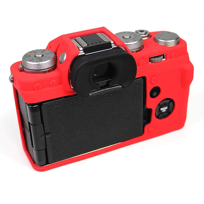  [AUSTRALIA] - PCTC Silicone Protective Cover Housing Frame Shell Case for Fujifilm X-T4(Red), Tempered galss Screen Protector xt4 (2 Pack), Lovely Ladybug hotshoe Cap, Bubble Spirit Level hotshoe caps