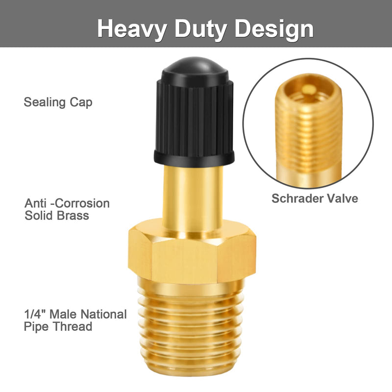  [AUSTRALIA] - GODESON 1/4" NPT Tank Valve, Anti-Corrosion Brass Schrader Valve with 1/4" Male NPT,Using with Air Compressor Tanks(Pack of 4) 1/4"NPT