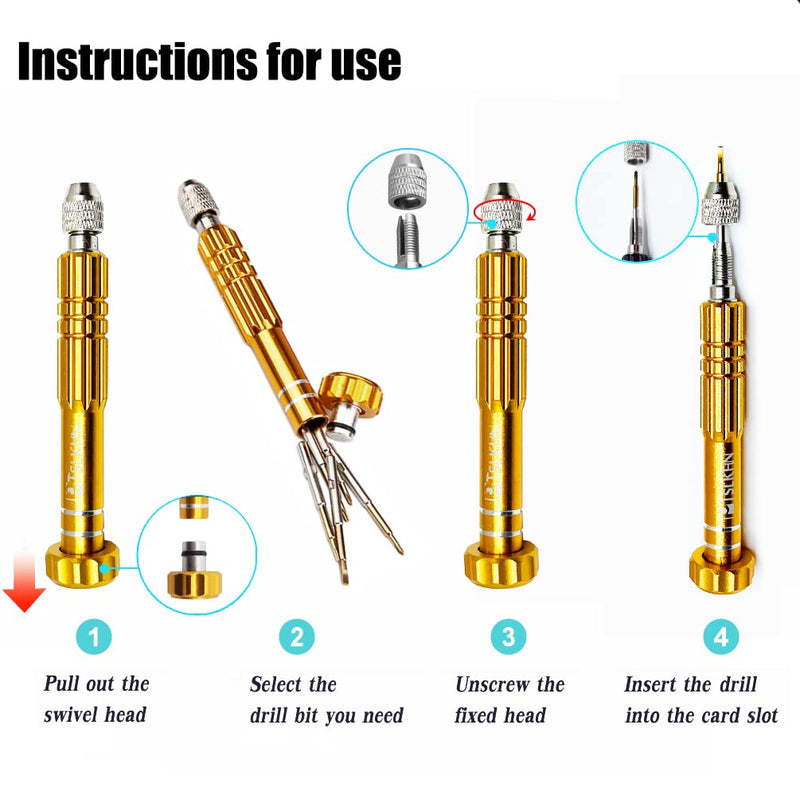  [AUSTRALIA] - 5-in-1 Multifunctional Small Screwdriver, PTSLKHN Eyeglass Screwdriver, S2 Steel Magnetic Screwdriver Kit for Eyeglass, Sunglasses, Electronics, Cellphone, Jewelry and More (Aureate) Aureate