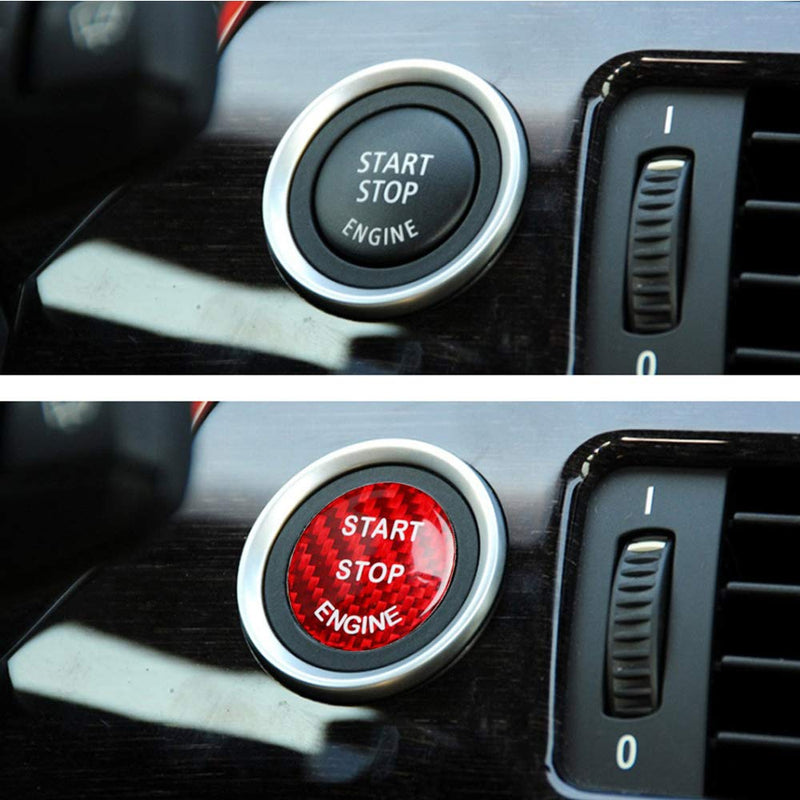 LANZMYAN Car Engine Start Stop Button Cover Trim for BMW 1 2 3 4 5 6 7 X1 X3 X4 X5 X6 Series F30 F10 F01 F32 F15 F25 G30 G31 G11 G12 Carbon Fiber Red - LeoForward Australia