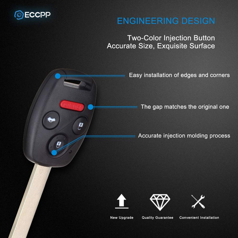  [AUSTRALIA] - ECCPP Replacement fit for Uncut 313.8MHz Keyless Entry Remote Key Fob Ignition Key Fob Honda Accord CR-V Element OUCG8D-380H-A (Pack of 2)