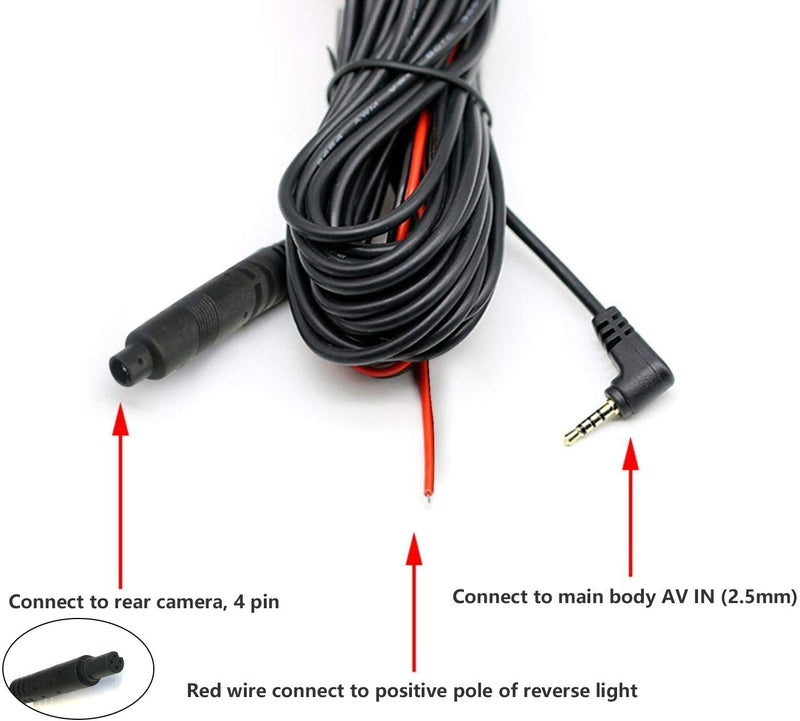  [AUSTRALIA] - REDTIGER 33Feet Backup Camera Extension Cord Cable for Dash Cam(4 pin,2.5mm)