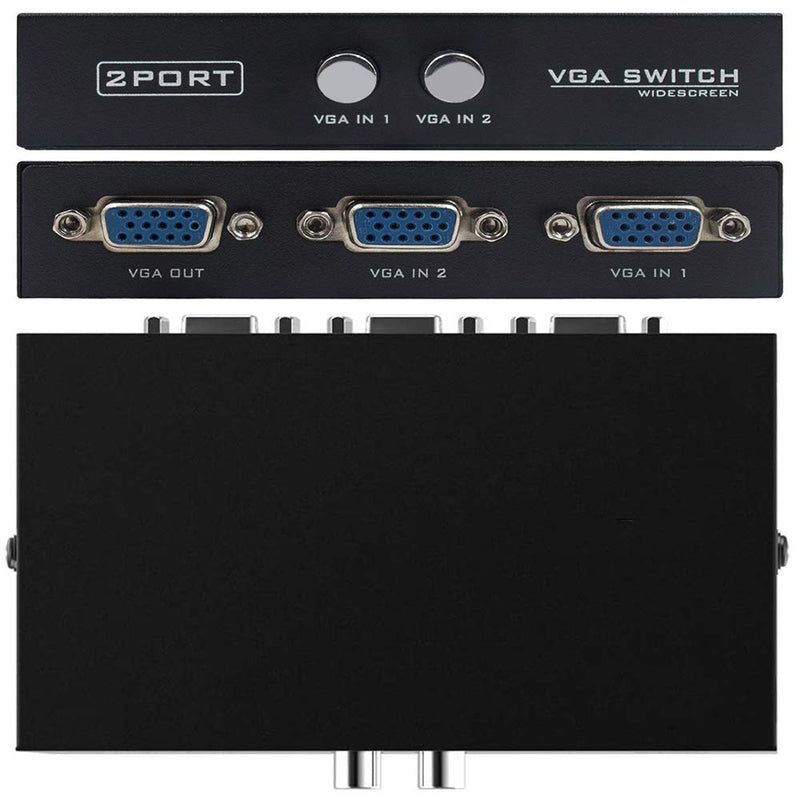  [AUSTRALIA] - VGA Switch 2 in 1 Out, TAIPOXUN VGA Switch Box 2 Port VGA Switch Press Button Two Way VGA Vedio Switch for TV Moniter Sharing or Switching(Not Support DDC, DDC2,DDC2B Moniter)，2PC Share a VGA Display
