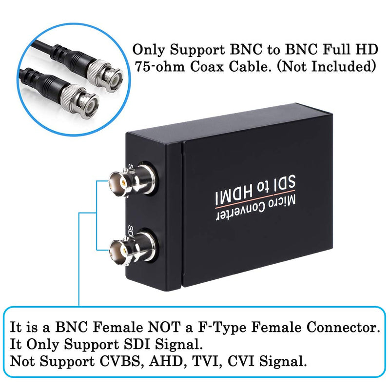  [AUSTRALIA] - SDI to HDMI Converter, SDI to HDMI Audio De-embedder Support 3G-SDI, HD-SDI, SD-SDI Auto Format Detection and Stereo Audio De-embedder, SDI Loopout (Black) Black