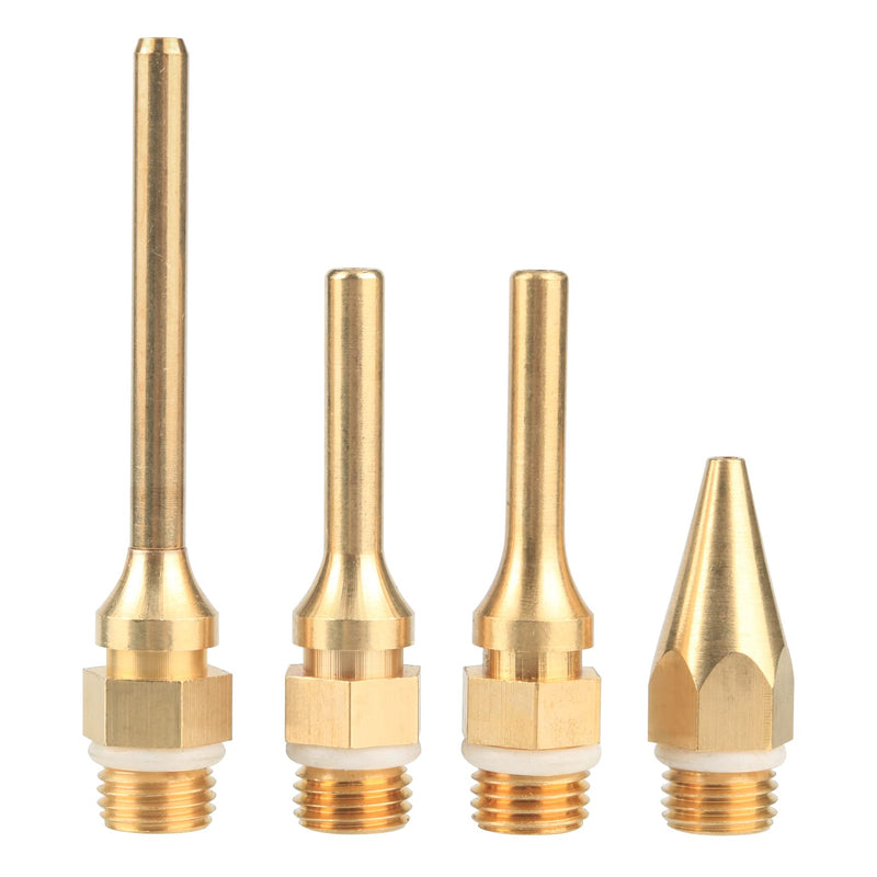  [AUSTRALIA] - Yakamoz 4Pcs Interchangeable Copper Glue Gun Nozzle Set 10.8mm 7/16 Inch Thread Gluegun Tips Replacement Small Bore Long Tube Nozzles for Hot Melting Glue Guns Bore 2.0mm 3.0mm