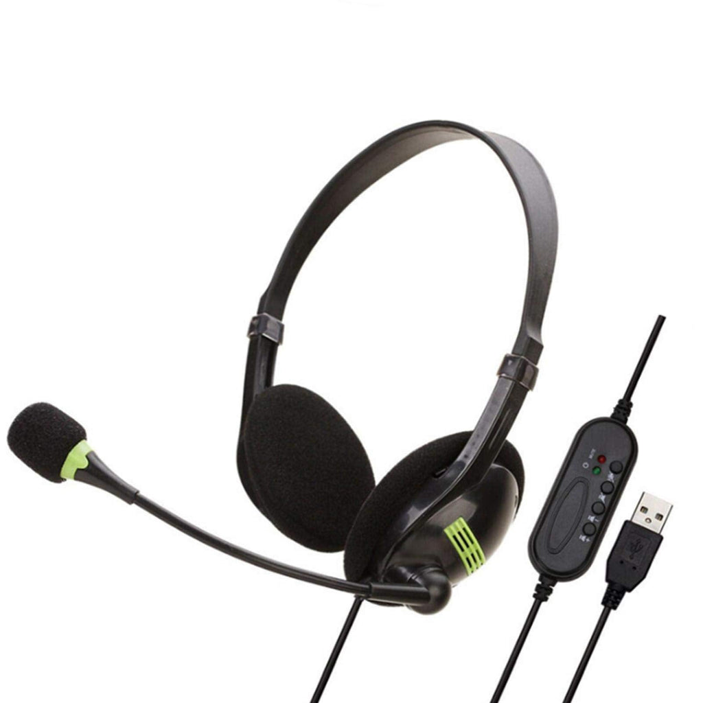  [AUSTRALIA] - Kakalote Computer Headset with Microphone,Wired Headphones,Volume Control Omnidirectional Microphone Cell Phone USB Port Computer Headset(Black)