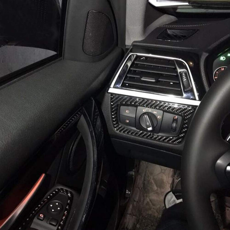 Carbon fiber style Headlight Switch Button Trim Frame Sticker For BMW 3 4 Series F30 F32 Car Interior Accessories - LeoForward Australia