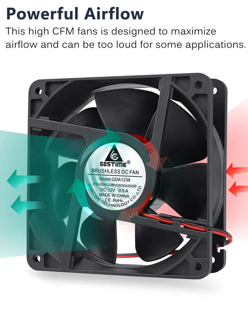  [AUSTRALIA] - GDSTIME 12v 120mm x 38mm High Speed Dc Brushless Cooling Fan