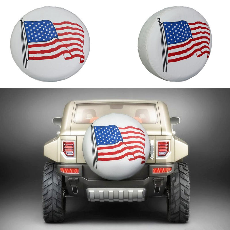  [AUSTRALIA] - Spare Tire Cover 17 inch American Flag White Waterproof Universal Wheel Tire Covers for RV Jeep Trailer Honda CRV Toyota RAV4 SUV Camper (17" for diameter 31"-33") 17" for diameter 31"-33"