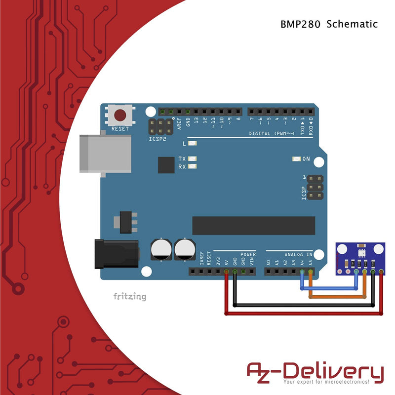  [AUSTRALIA] - AZDelivery 5 x GY-BMP280 barometric sensor for air pressure measurement compatible with Arduino and Raspberry Pi including e-book!