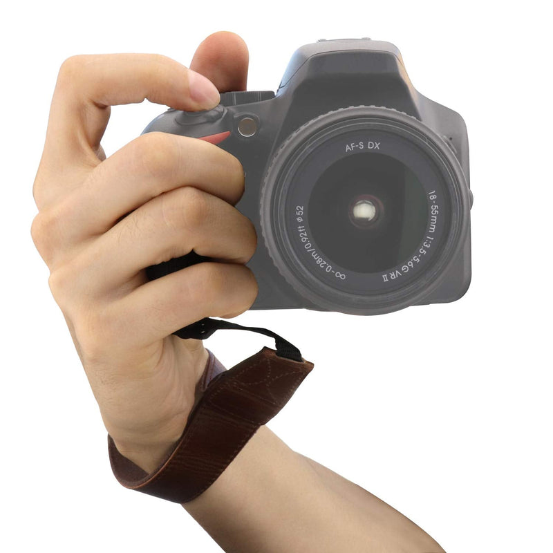  [AUSTRALIA] - MegaGear MG1411 SLR, DSLR Leather Wrist Strap, Dark Brown