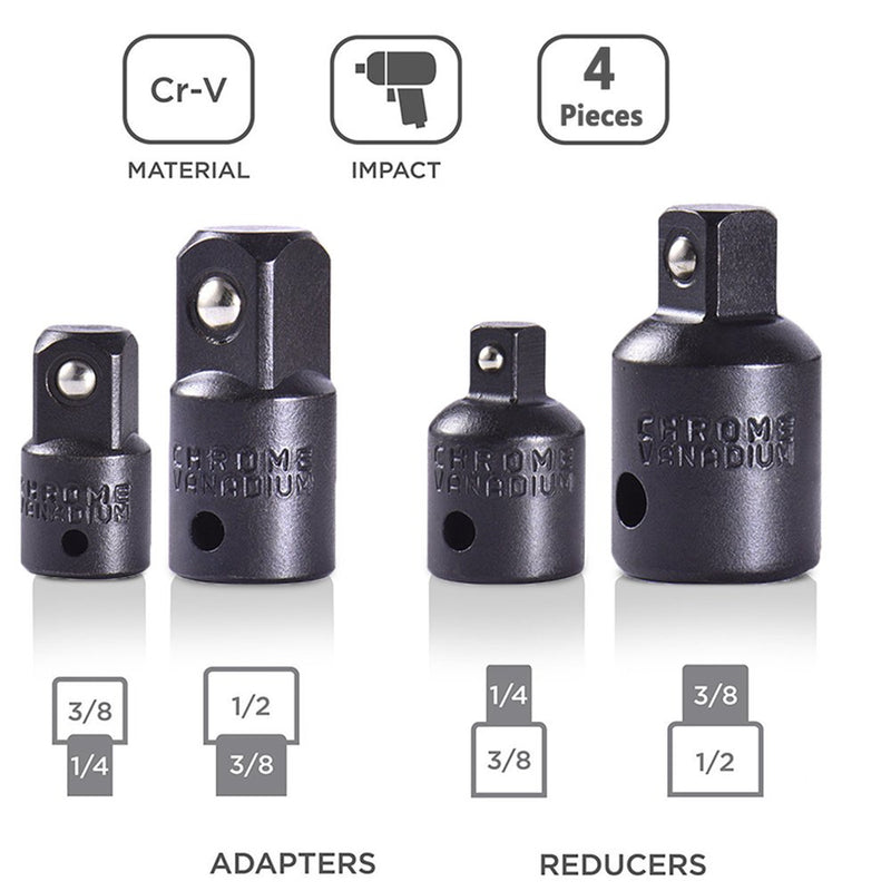 Yakamoz 12 in 1 Air Impact Ratchet Wrenches Conversion Tool Set, 8Pcs 1/4-Inch Hex Shank Impact Socket Adapter Extension Bar Set & 4Pcs Drive Socket Adapter Converter Reducer Set | 1/4" 3/8" 1/2" - LeoForward Australia